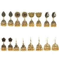 classic bohemian geometric carved flower pendant vintage earrings ethnic bell dangle drop earrings for women fashion jewelry