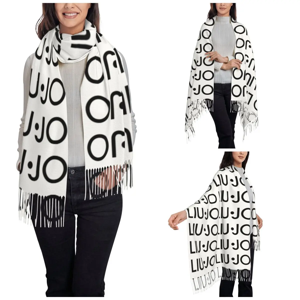 Женский шарф с кисточкой Liu Jo длинная зимняя теплая шаль кашемировый для