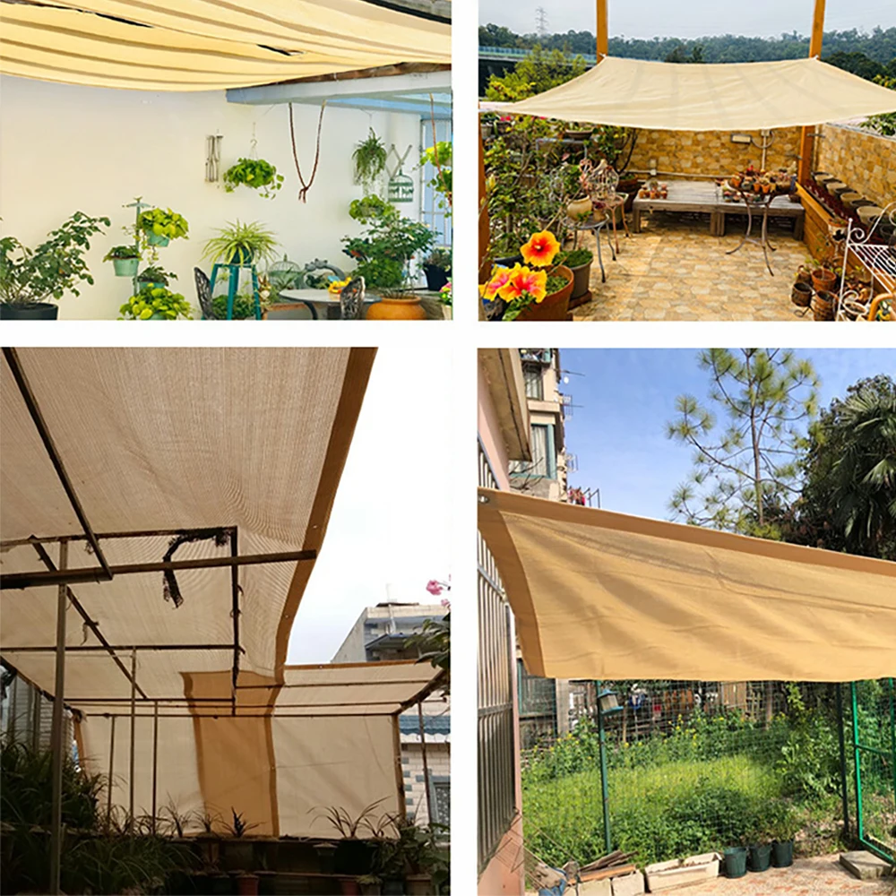 Бежевая теневая сетка с вышивкой по краям. Плотная и утолщенная изоляционная для