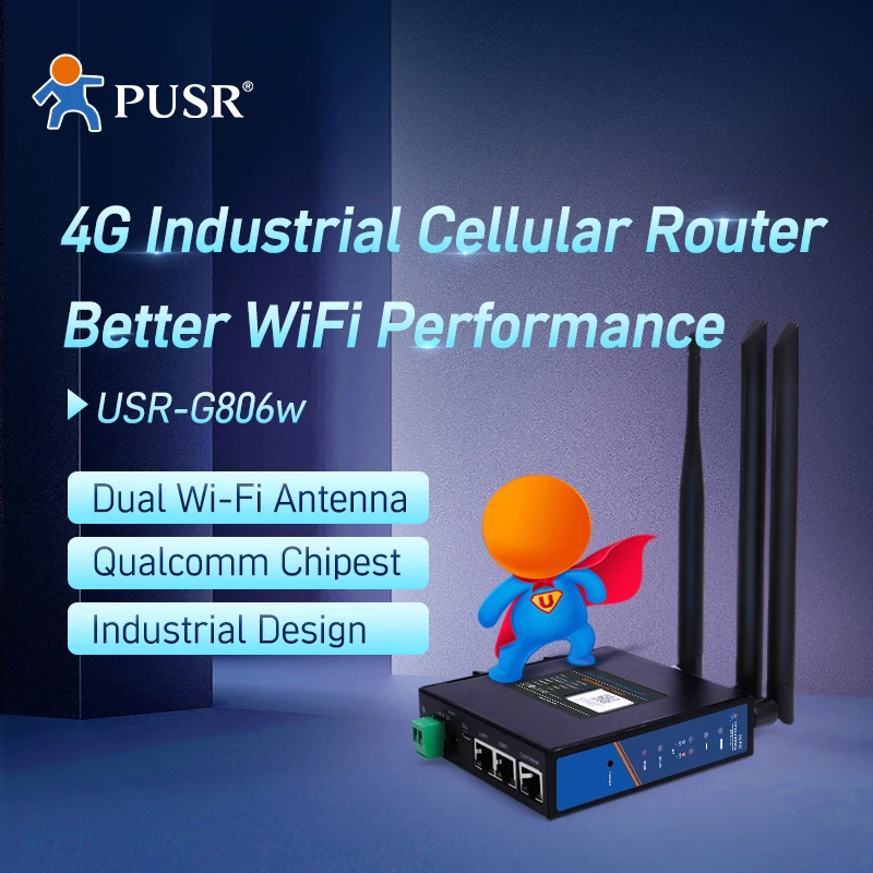 USR-G806w EMEA/Southeast Asia/Latin/Australia 2G/3G/4G Network With Sim Card Industrial WiFi Enhanced lte Cellular 4G Router