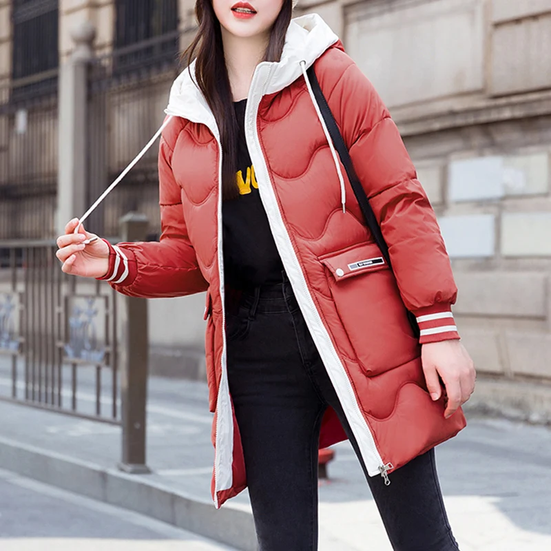 2022 Winter Women's Jacket Coats Female Long Hooded Coats Outerwear Warm Thick Female Slim Parka Jackets