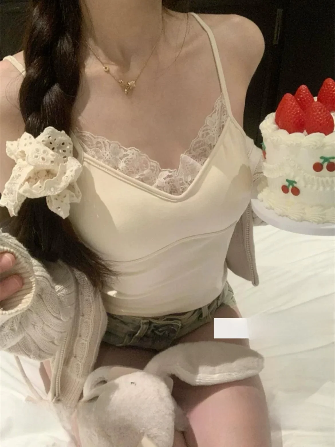 Французский sle Pure Desire Sle Кружевная строчка Cami Женский осенне-зимний дизайн Sense Slim