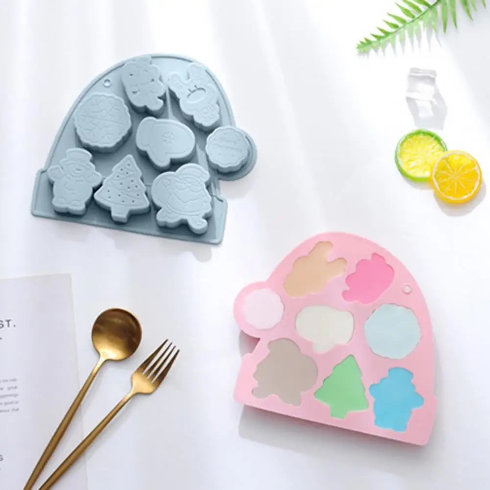 

Silica Gel Durable Christmas Celebration Baking Mould Stencils Lightweight Xmas Cookie Mold Tasteless for Kitchen