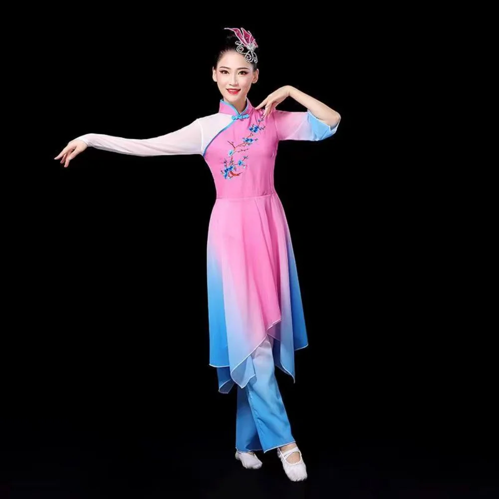 Chinese Dance Clothes Women Hanfu Classical Dance Costumes Female Elegant Fan Dance Yango Performance Clothing Suits images - 6