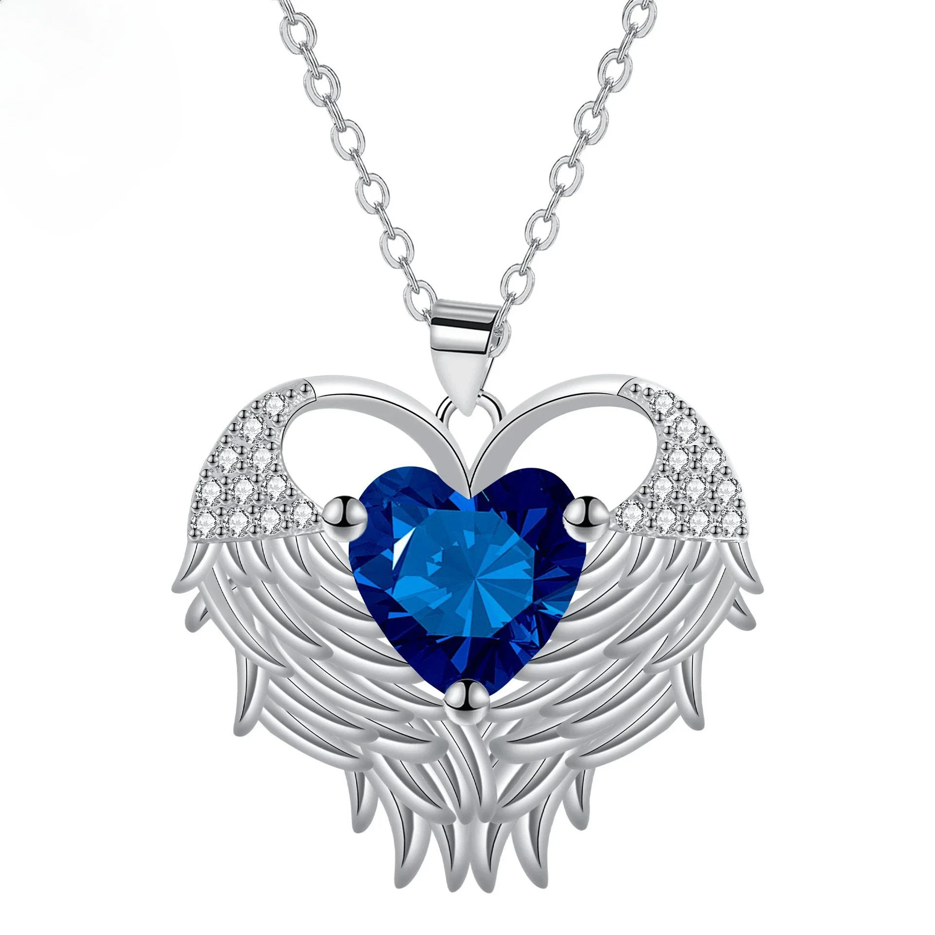 Королевское синее ожерелье с подвеской в виде сердца для женщин ожерелья
