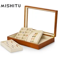mishitu wooden ring pendant necklace box diamond jewelry box storage case storage organizer high quality
