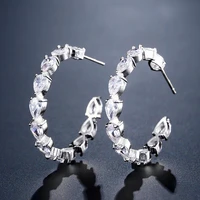 2022 new fashion korean style jewelry for womens white color c shape zircon earrings wedding accessories party gifts