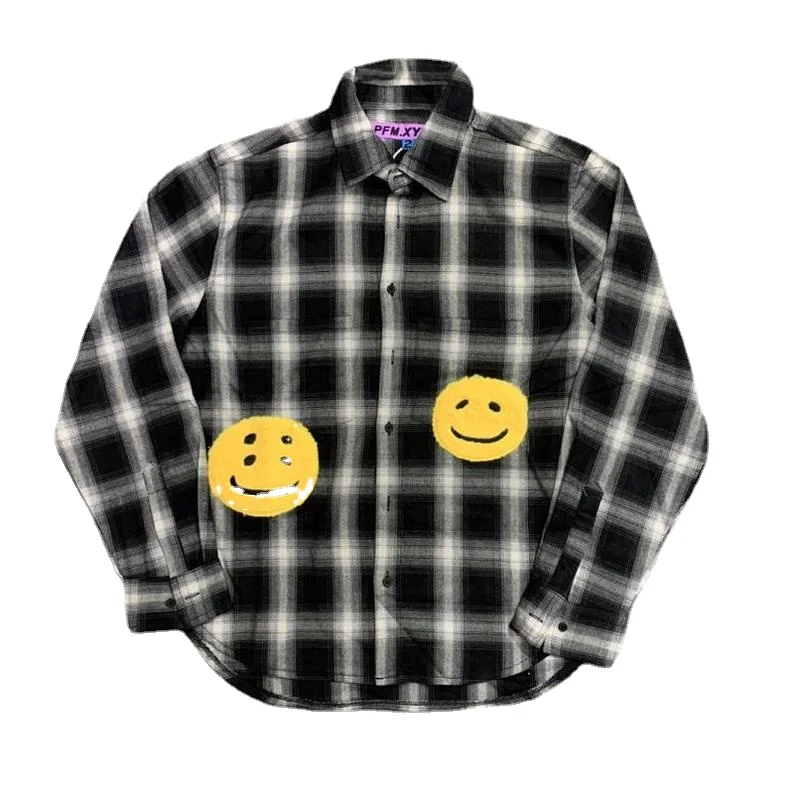 

22SS Yellow Smiley Towel Embroidery CPFM.XYZ T Shirt Long Sleeves Men Women EU Size 100% Cotton CPFM Top Tees Fashion Techwear
