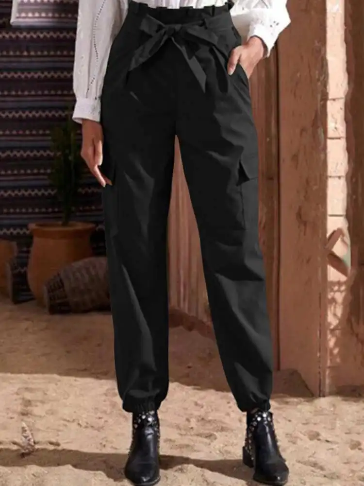 

Модные брюки-карго Celmia, весна 2022, женские длинные брюки-джоггеры с высокой талией и карманами, повседневные свободные бриджи