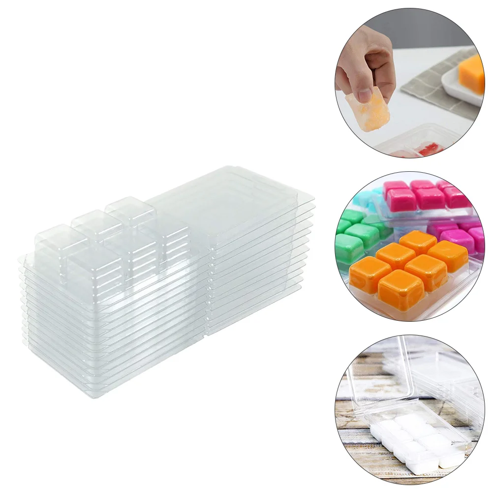 

50 Pcs Silicone Gumdrop Mold Gummy Molds Candles Clamshells Molds Square Chocolate Molds Candy Bead Blister Packing Box