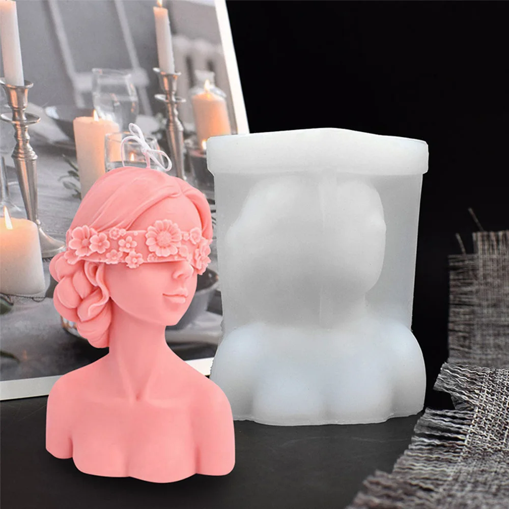 

Blindfolded Girl Silicone Candle Mold for DIY Rose Human Body Plaster Portrait Candle Making Soap Resin Mold Gifts Home Decor