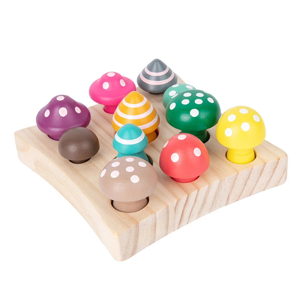 

ORZKIDS Kids Colorful Montessori Wooden Toy Counting Pick Mushrooms Color Shape Sorting Matching Games Sensory Educational Toys