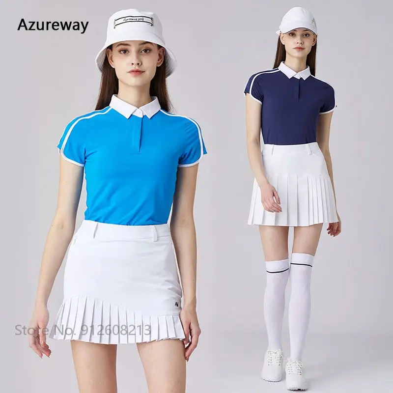 

Женская футболка с отложным воротником и коротким рукавом, в полоску