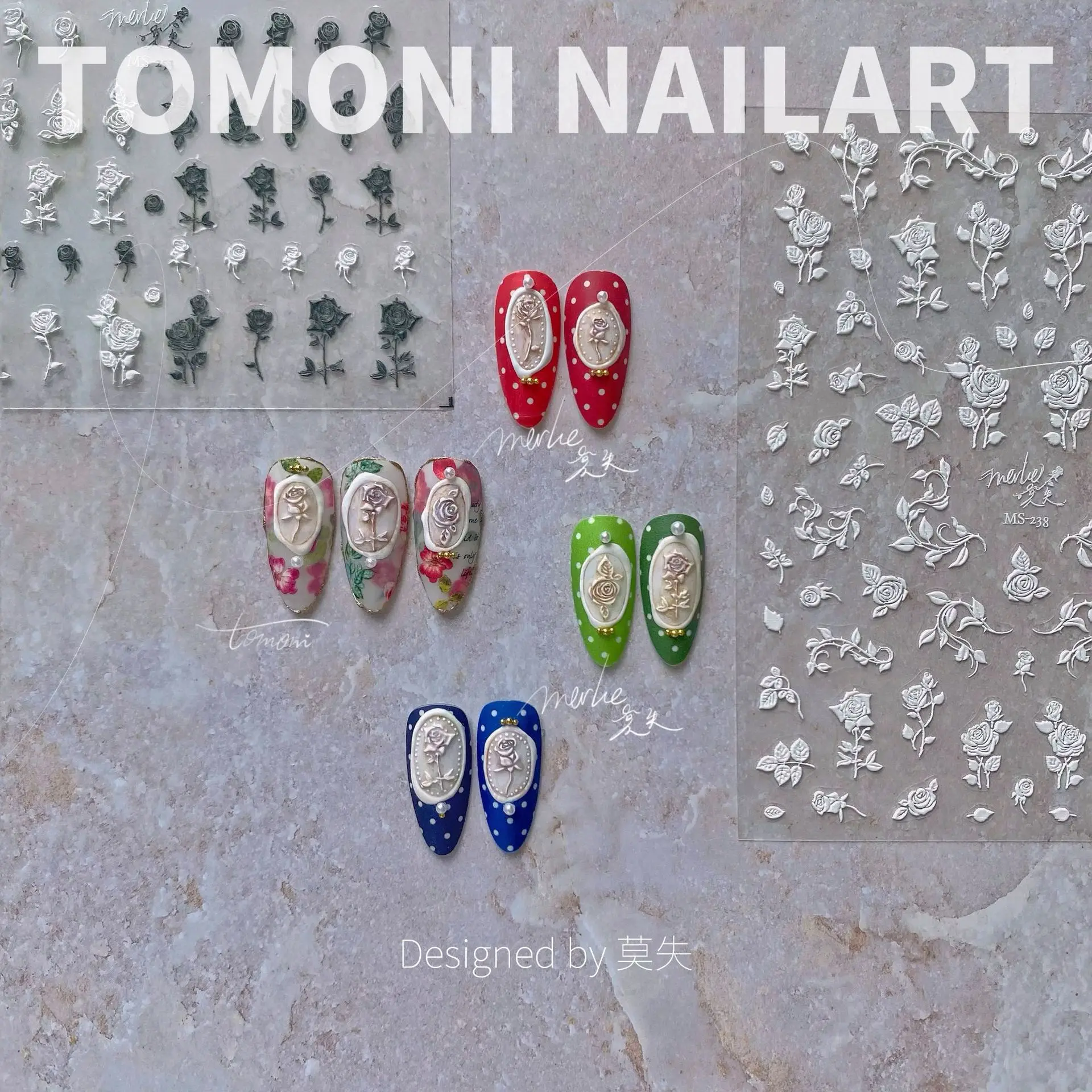 

Высококачественная 5D фоторамка, розовый цветок, джинсовый фон, клейкие наклейки для дизайна ногтей, фотография