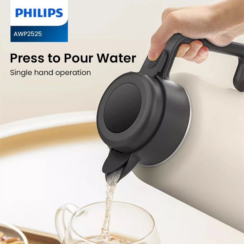 Фото Термос Philips 1.8 л из нержавеющей стали SUS316 с вакуумной изоляцией на 48 часов, для дома и кухни, AWP2525 №2