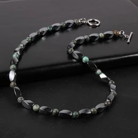 hip hop natural stone beaded black hematite necklace women minimalist tiger eye turquoise men handmade chokers statement jewelry