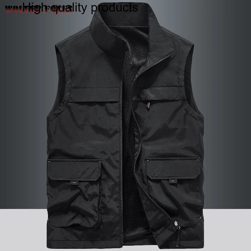 

Жилет мужской для фотосъемки, пальто для отдыха на открытом воздухе, на молнии, роскошная Рабочая верхняя одежда, без рукавов, на лето