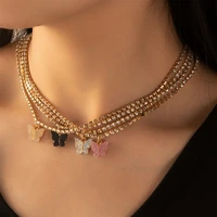 women jewelry butterfly choker necklace female rhinestone statement crystal charm bohemia butterfly choker necklace gifts