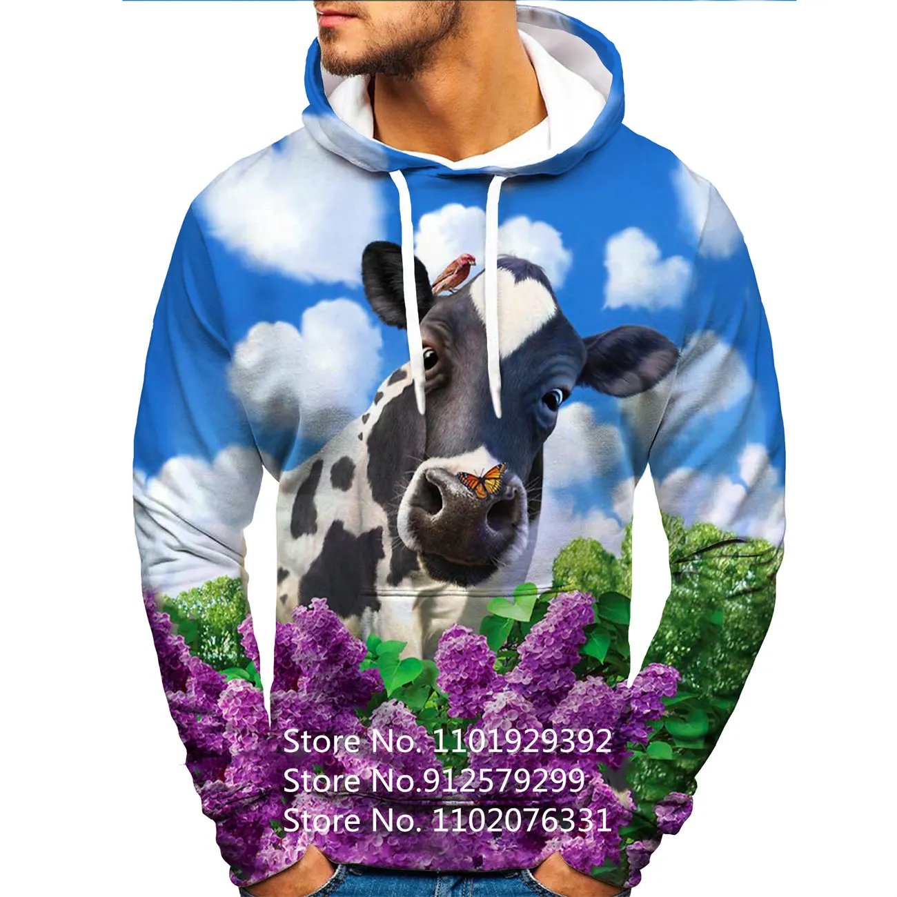 Lovely Cow Mens Hoodies Autumn Winter Womens Sweatshirts Fashion Animal Hoodie Pullover