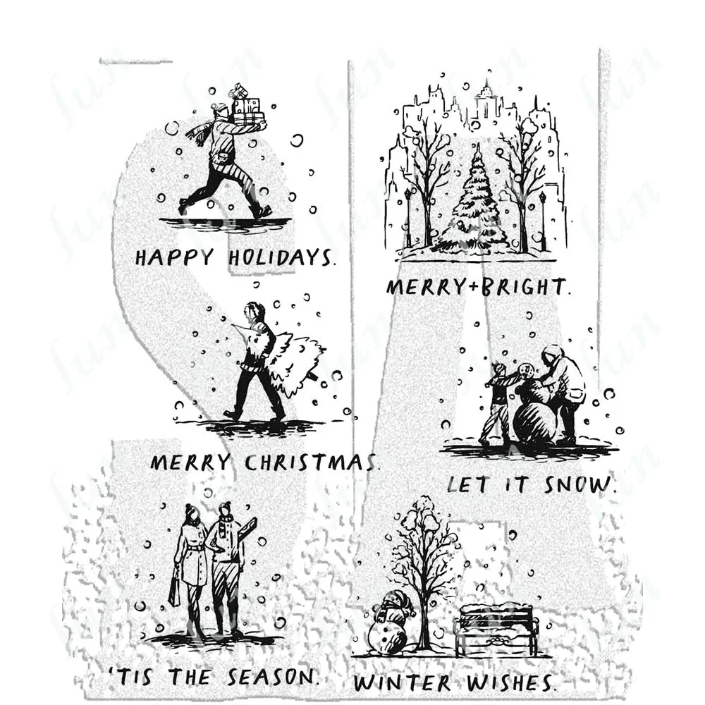 

Christmas Clear Stamps and Metal Cutting Dies Diy Scrapbooking Photo Album Embossing Holiday Sketchbook Craft Supplies Template