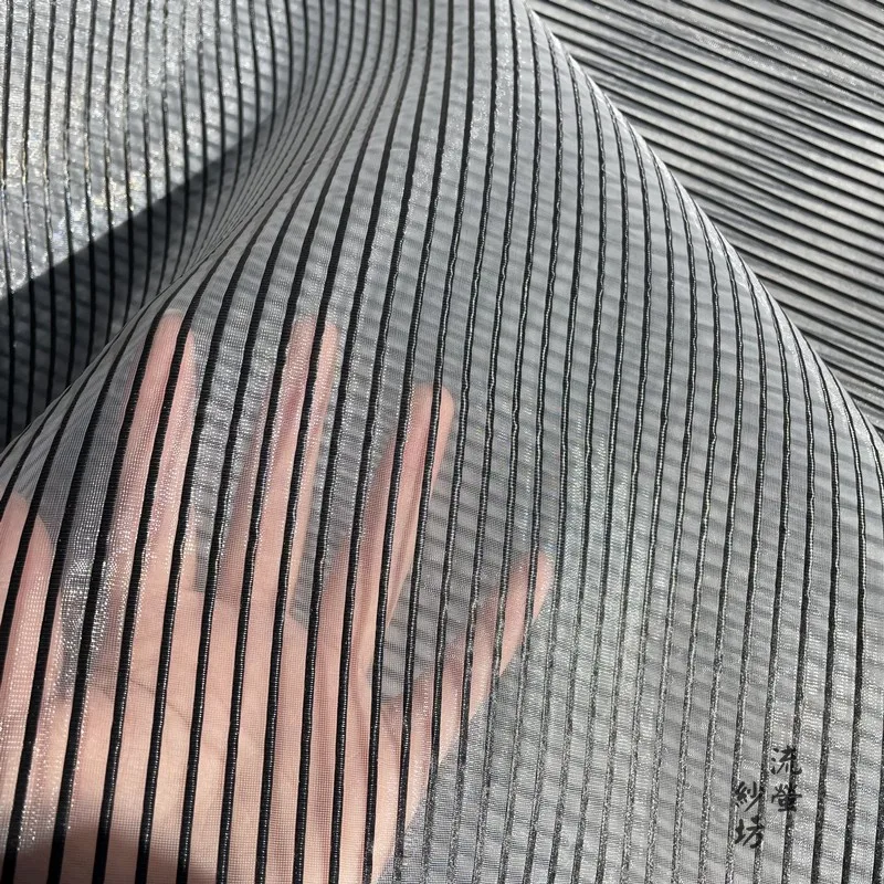 Жаккардовая ткань из органзы в полоску для свадебного украшения сетчатая