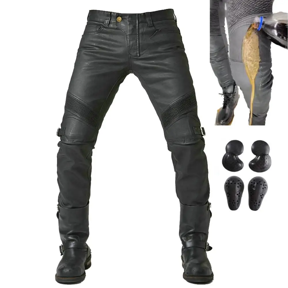 Upgrade Coated Waterproof Motorcycle Riding Denim Jeans Locomotive Cycling Motocross Racing Drop-proof Pants With CE Armor Pads