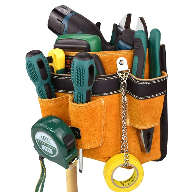 

Electrician Kit Waistband Leather Waist Bag Multifunctional Leather Maintenance Electrician Bag Hand Tool Storage Bag Craftsman