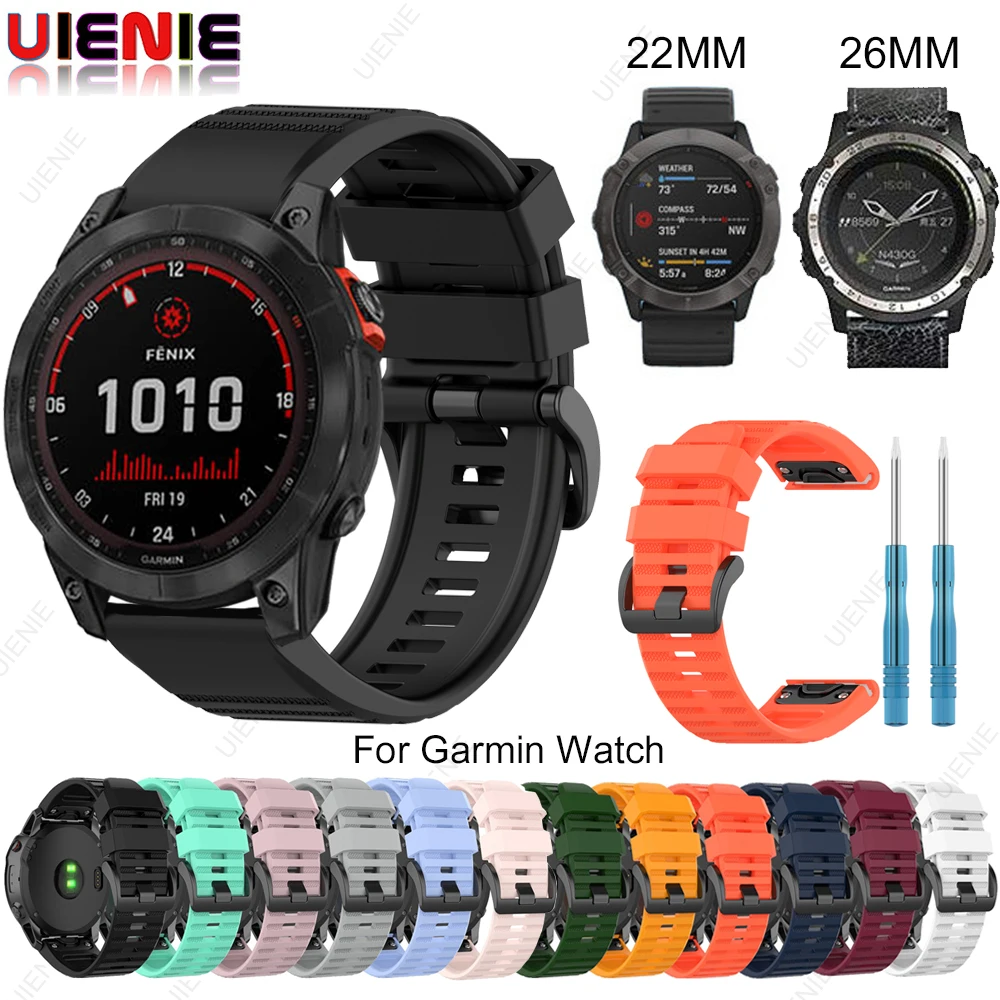 Ремешок для смарт-часов Garmin Fenix 7 7X 5 6 5X 6X Pro Plus 3 HR быстросъемный Силиконовый