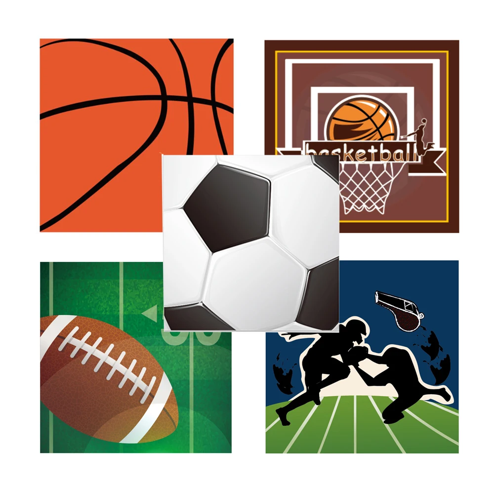 

20pcs/set Sports Rugby Soccer Game Basketball Match Birthday Party Disposable Paper Napkin Tissues Baby Shower Party Supplies