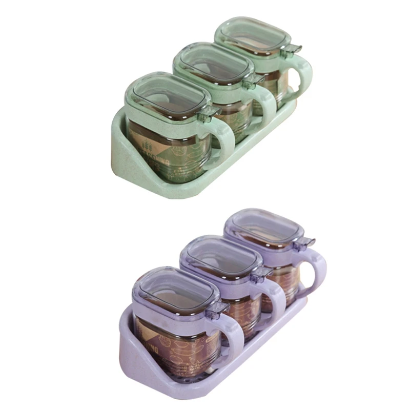 

Glass Transparent Spice Jar Seasoning Box Set Kitchen Container Tools Condiment Jars Cruet