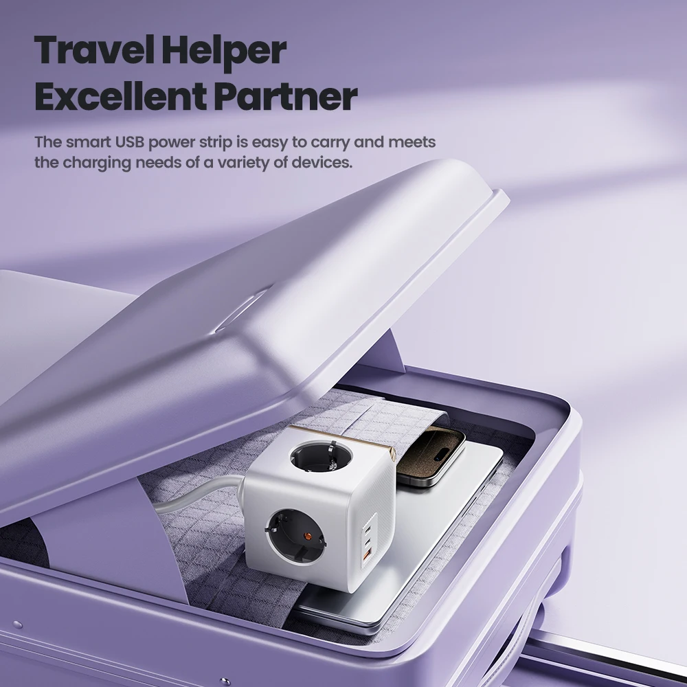 Toocki C2728A 33 Вт GaN Power Strip EUKR 7 в 1 USB C Port 4000 Вт 4AC Розетка Настольная зарядная станция 1,5 м Кабель для телефона Планшета (art.: 3920cd9225969) - 3920cd9225969