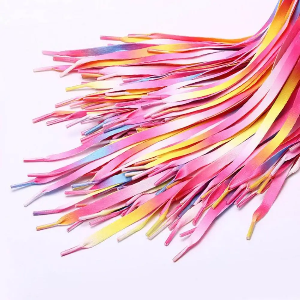 1 Pair Colorful Laces Rainbow Shoe Laces Gradient Print Flat Shoelace Casual Chromatic Color Sneaker Shoelaces New