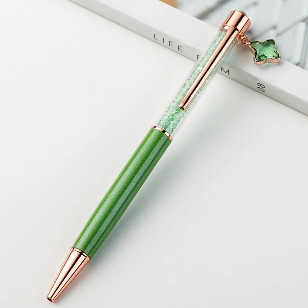 

With Clover Pendant Gift Writing Shining Ballpoint Pen Stationery Metal Fashion Smooth Practical Portable School Office
