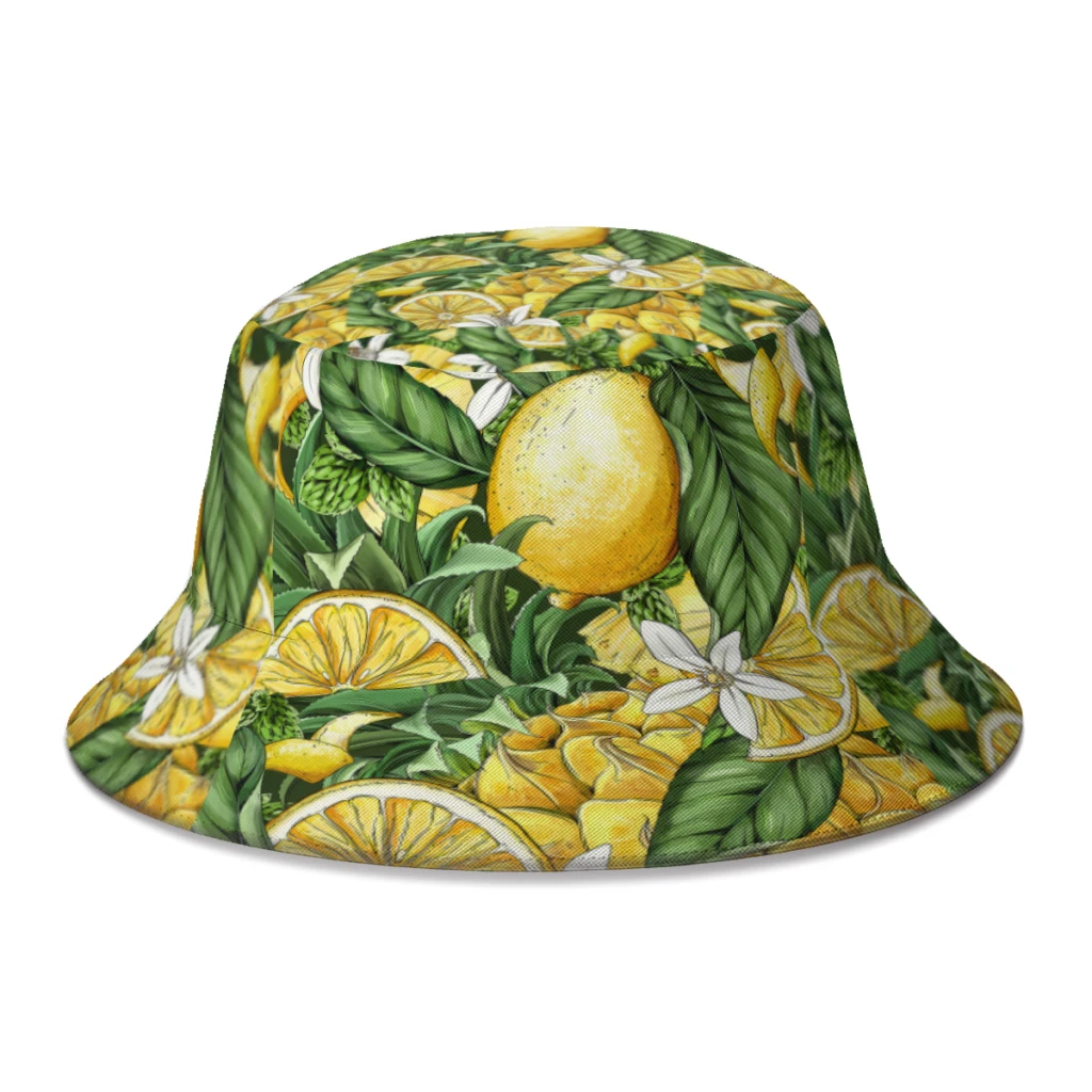 

Summer Unisex Leisure Bucket Hat Lemon Women Men Fishing Fisherman Hat Hawaiian Fruit Autumn Outdoor Travel Fedoras Cap for Bob