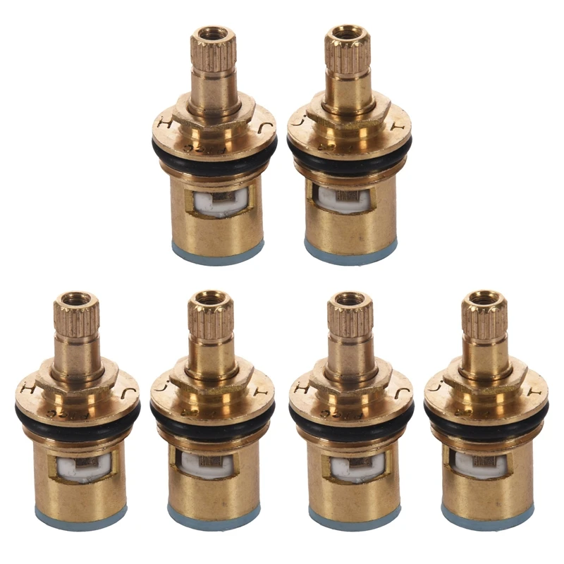 

6 Pcs 1/2 Inch 20 Teeth Ceramic Tap Cartridge Disc Quarter Turn Valve Replacement Hot Cold