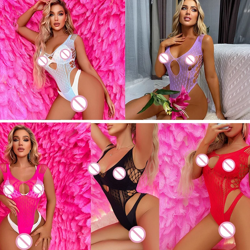 

Polka Dot Hollowing Out Sexy Fishnet Girl Sexy Dress Womens Sexy Underwear Dress Pure Color Mesh Bikini Lingerie for Women