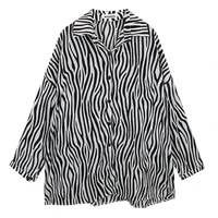 couples men women zebra stripes shirt casual loose oversized single breasted blouse top female long sleeve fashion blouses shirt