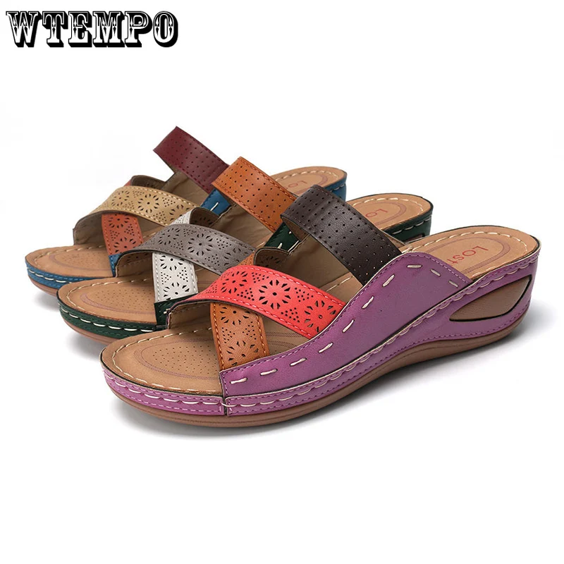 

WTEMPO Women Summer Slippers with Heel Female Wedge Shoes Size 35-43 Platform Cool Shoes Fashion New Casual Non Slip Sandals