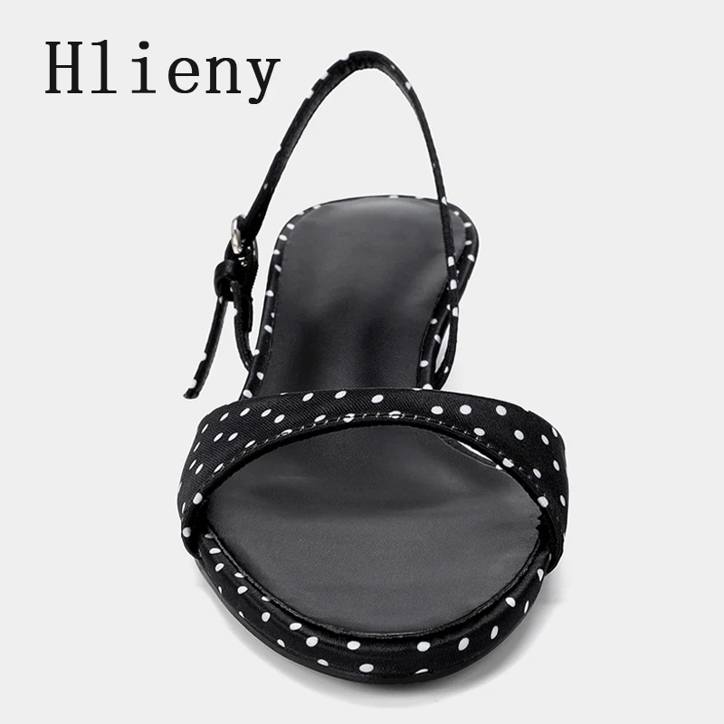 Модные женские шелковые атласные босоножки Hlieny в горошек, сексуальные, с открытым носком, на ремешке с пряжкой, летние, на низком каблуке, для вечеринок, туфли для платья, Zapatos De Mujer (art.: 3920dae22e061) - 3920dae22e061