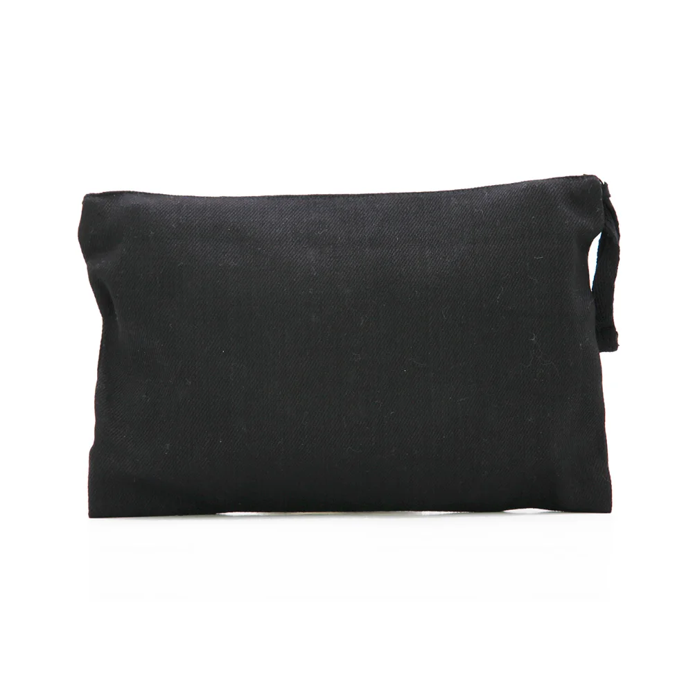 100pcs Black Cotton Canvas Travel Toiletry Zipper Pouch Bag Custom Accept