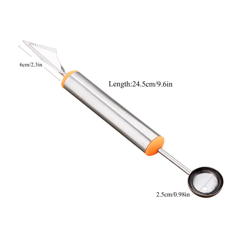 2 in 1 Dual-head Fruit Ball Carving Knife Kiwi Waterlemon Scoop Melon Digger Jar Mashed Potato Baller Ice Cream Spoon |