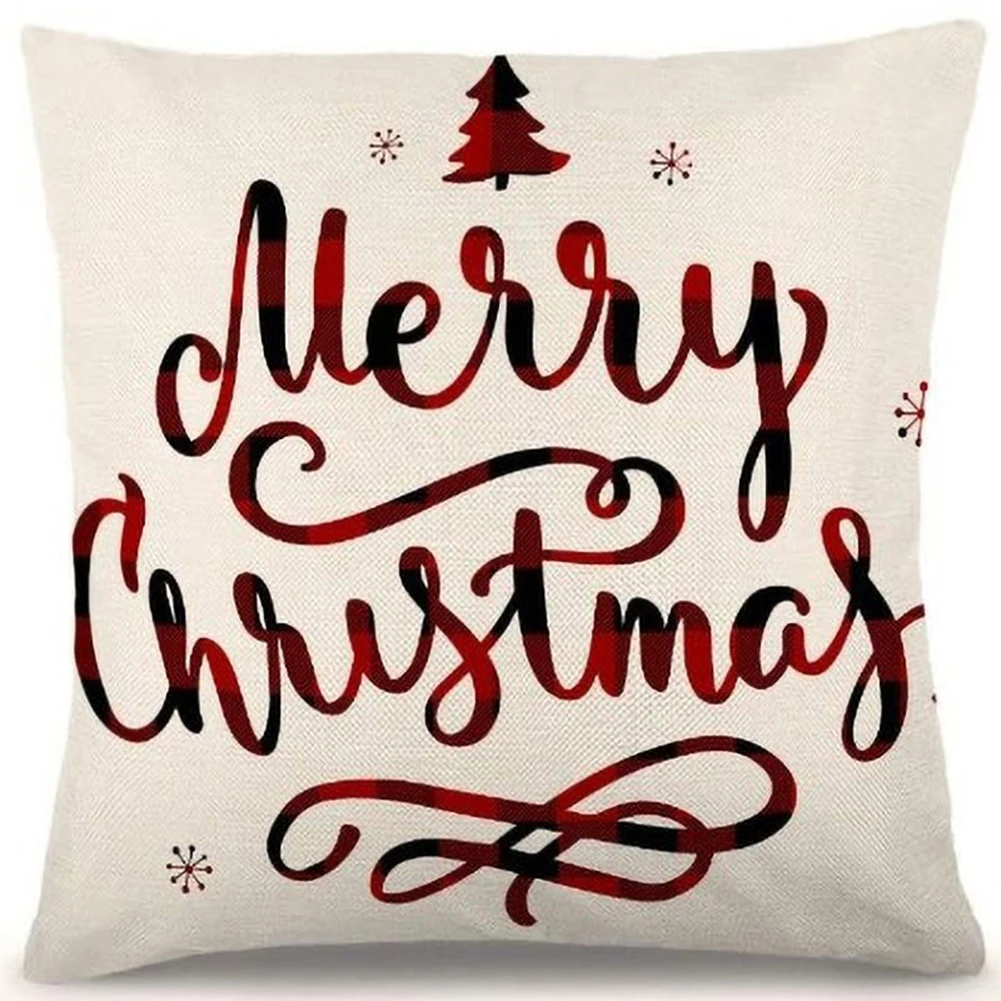 

Square Pillowcase Christmas Pillow Cotton Linen Cushion Cover For Xmas Home Decor Pillowcases Beige Cotton Linen