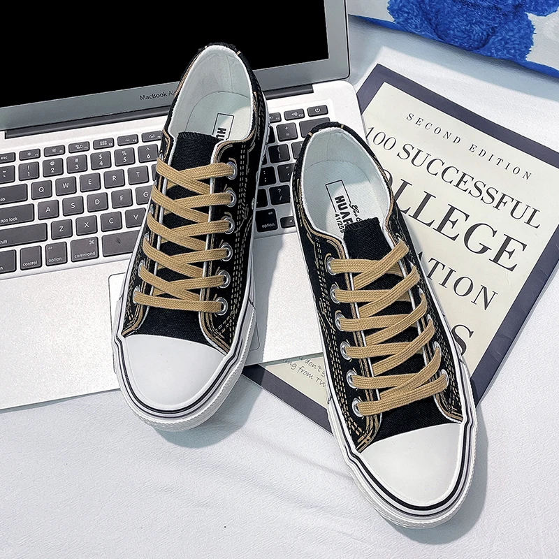 

Canvas shoes casual black shoes man 2022 new student trend board shoes man