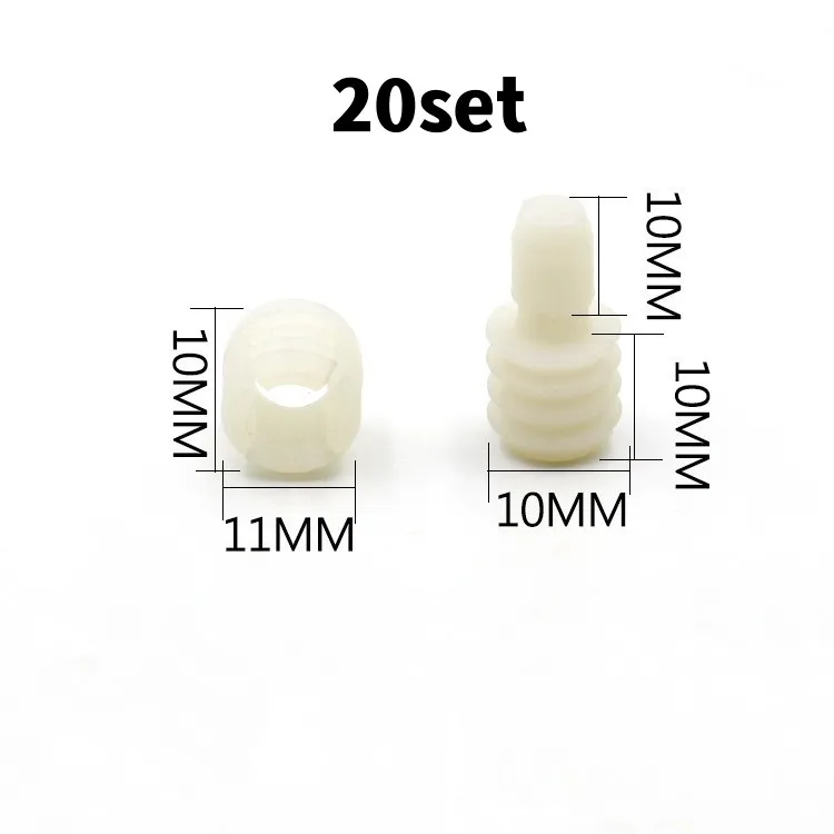 

40 шт., нейлоновый соединитель для скрытого шкафа, комбинированная мебельная фурнитура, прямоугольный соединительный штифт, болт с резьбой, крепежный винт