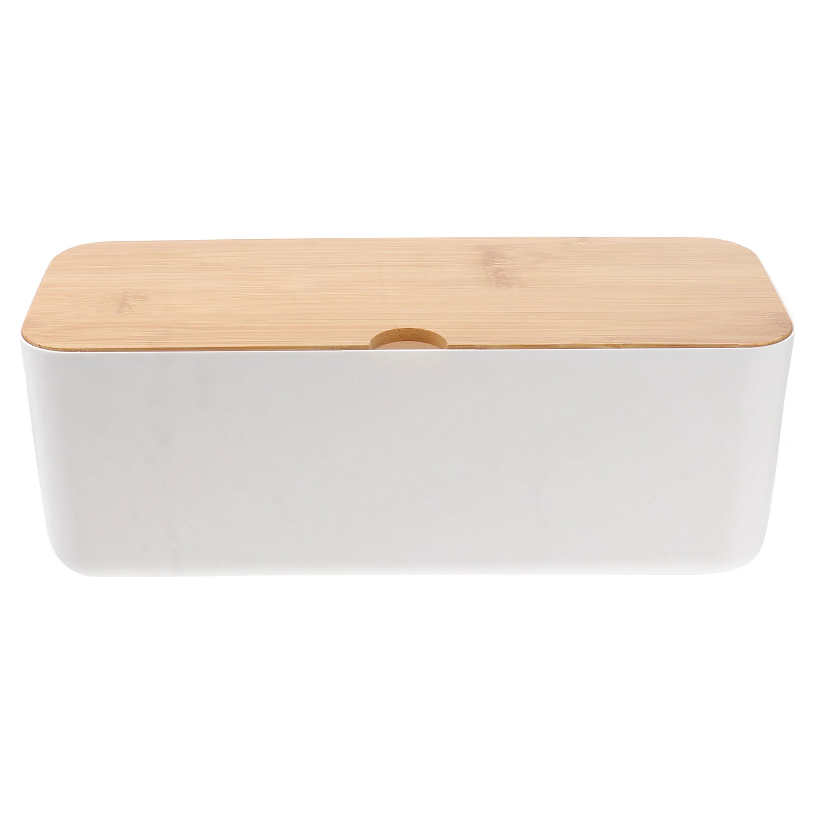 

Cable Organizer Box Cable Management Case White Large Cord Organizers with Wood Lid for USB Hub Desk Strip Computer Home