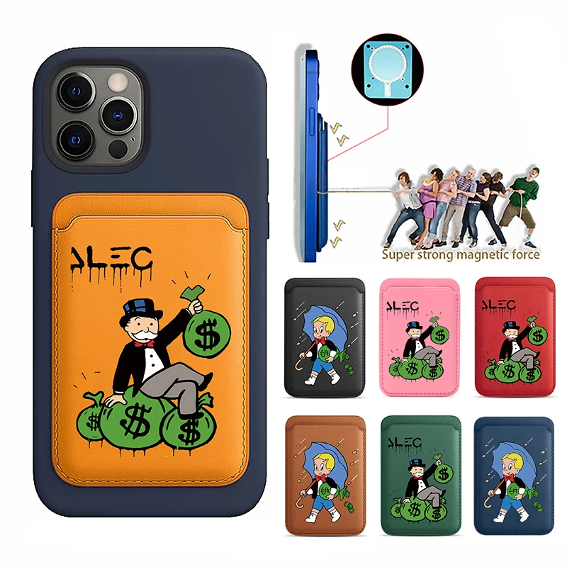 

Upgrade Magnetic White PU Leather Wallet Case For MagSafe iPhone13 14PRO 12 Luxury Dollar MonopolyS Card Bag Holder Cover Off