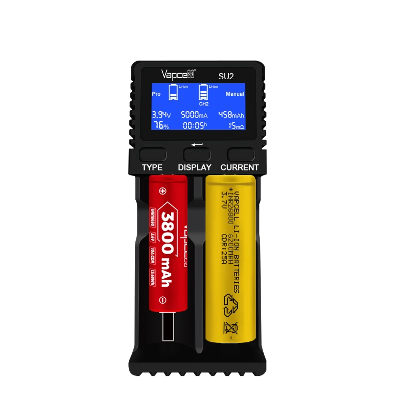 Зарядное устройство Vapcell SU2 Smart Fast Charger 12 В 2 5 А слота зарядное с ЖК-дисплеем для