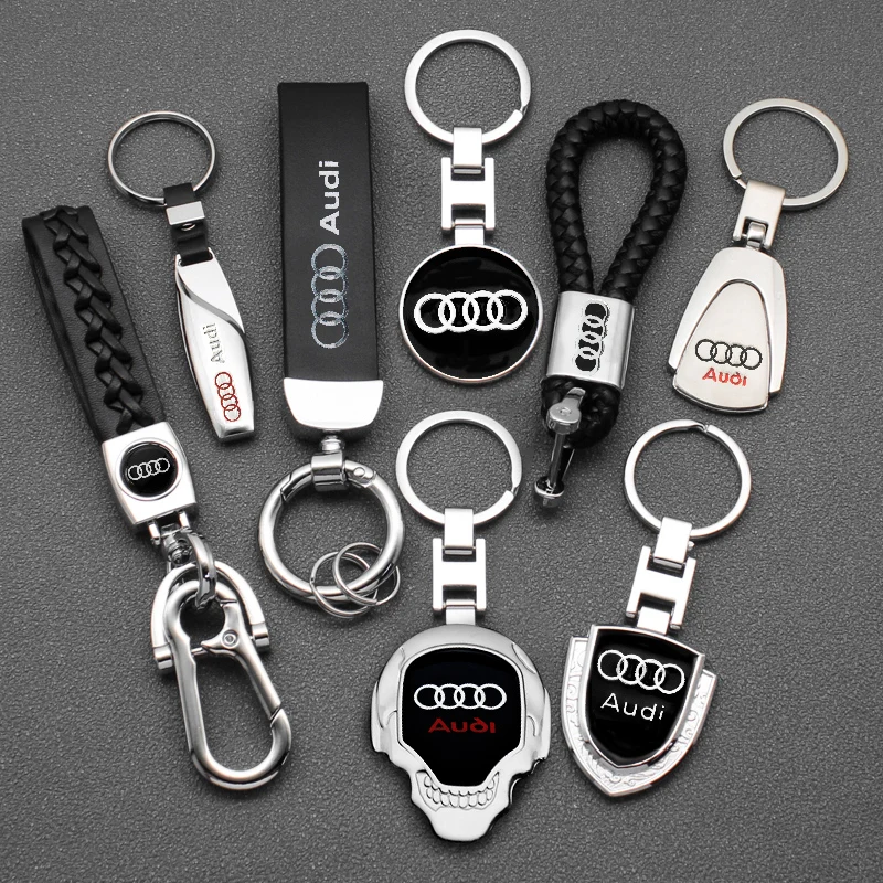 

3D Metal Car emblem badge Styling Car Keychain Key Chain Key Rings for Audi A4 B5 B6 A3 8P 8V 8L A5 A6 C6 C5 A1 A7 A8 Q2 Q3 TT