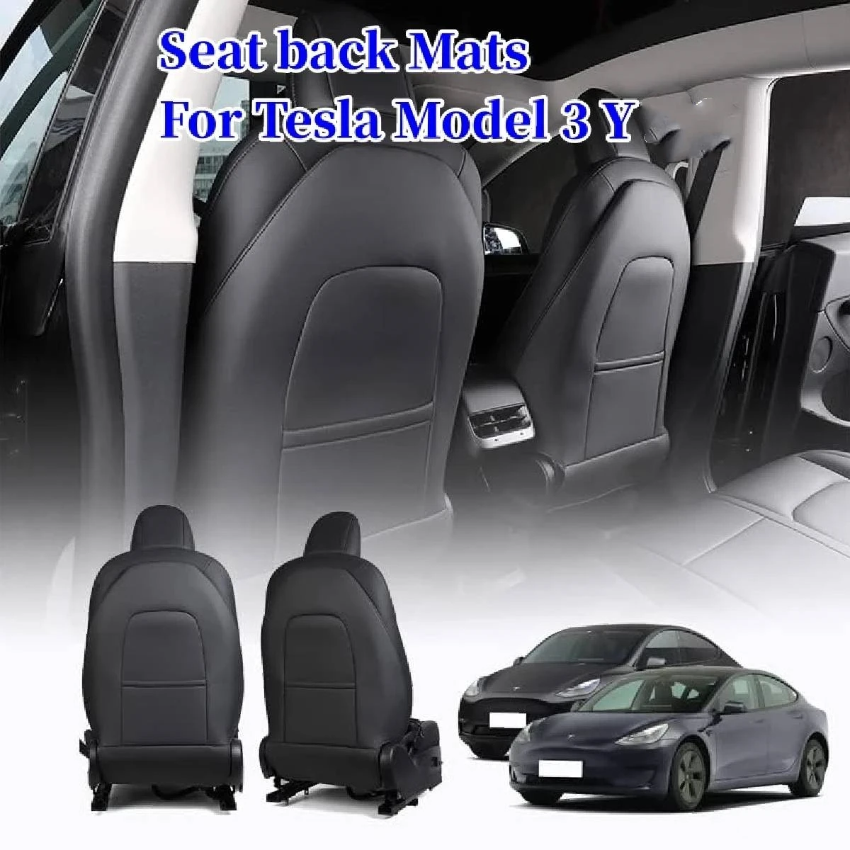 

For Tesla Model 3 Model Y Seat Back Leather Protector Cover Anti-Kick pad with Organizer Pockets