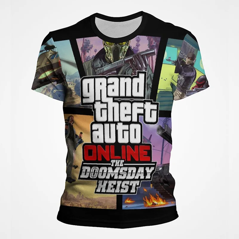

Футболка Grand Theft Auto GTA для мужчин и женщин, крутая тенниска с 3D-принтом игры, майка в стиле хип-хоп, Мужская одежда, летняя уличная одежда